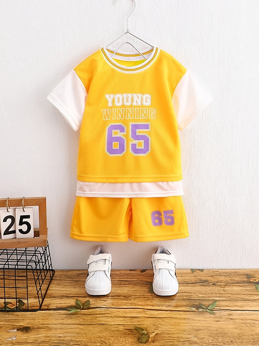 Boys Winning Number 65 Casual Outfit Round Neck T shirt & Shorts