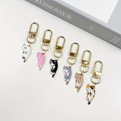 6pcs Cartoon Kitten Enamel Keychain Animal Key Ring Cat Mom Gift