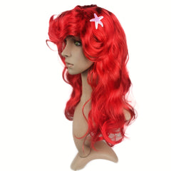 5inch Little Mermaid Red Wig for Girls, Cosplay Long Red Hair