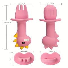 2pcs Baby Silicone Chewing Utensils Set for Self Feeding Stage 1