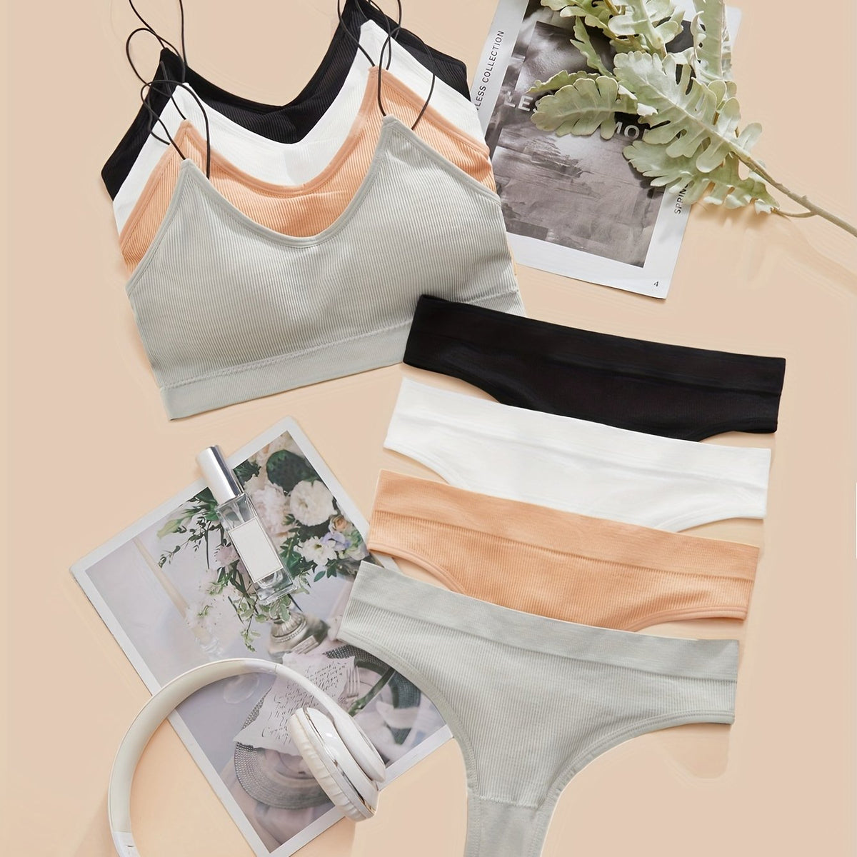 Wireless Bra & Thong Lingerie Set Women's Underwear