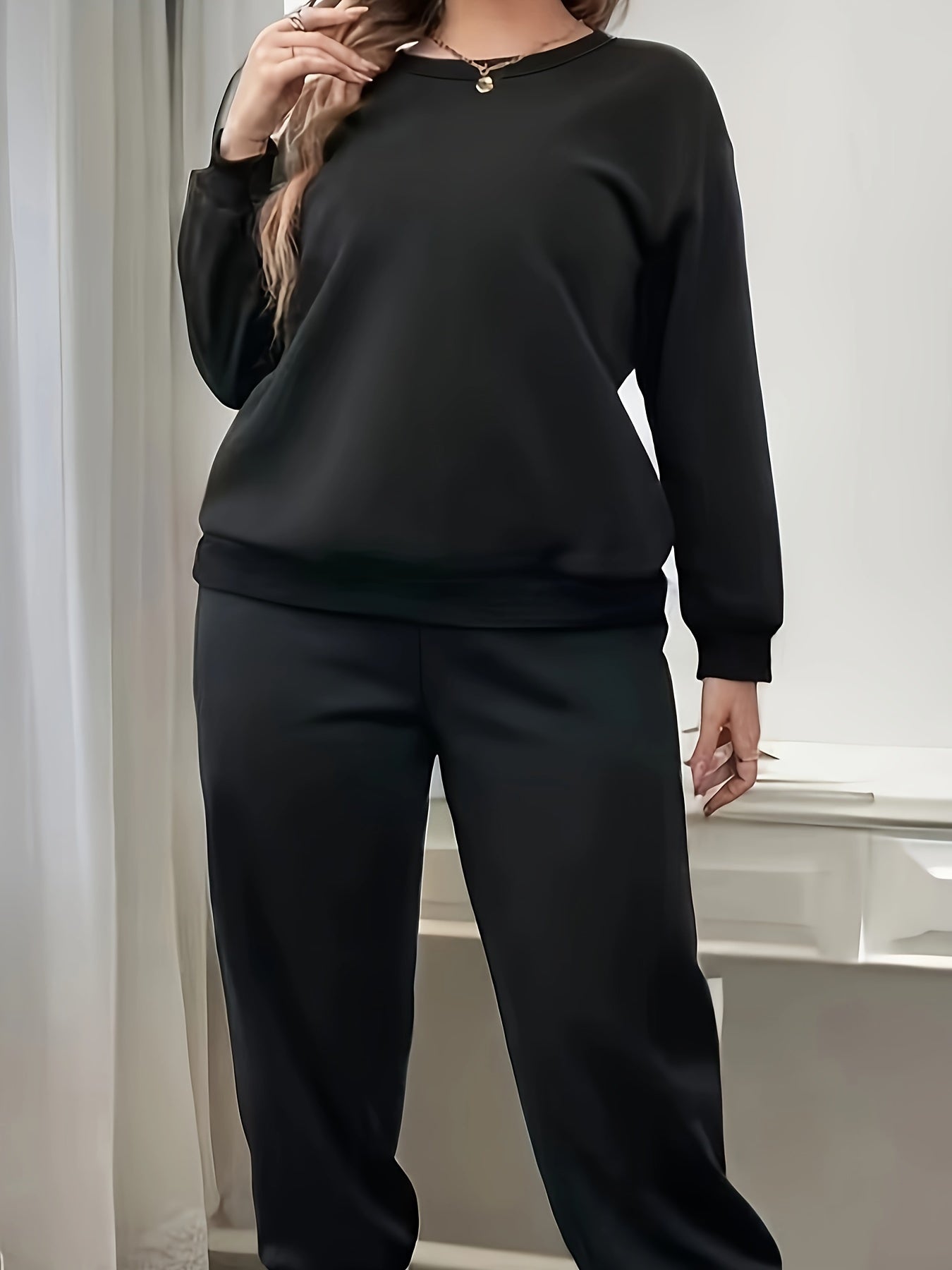  Solid Fleece Pullover & Joggers 2 Piece Set