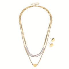 Stainless Steel Love Pendant Autumn Winter Square Jewelry Set
