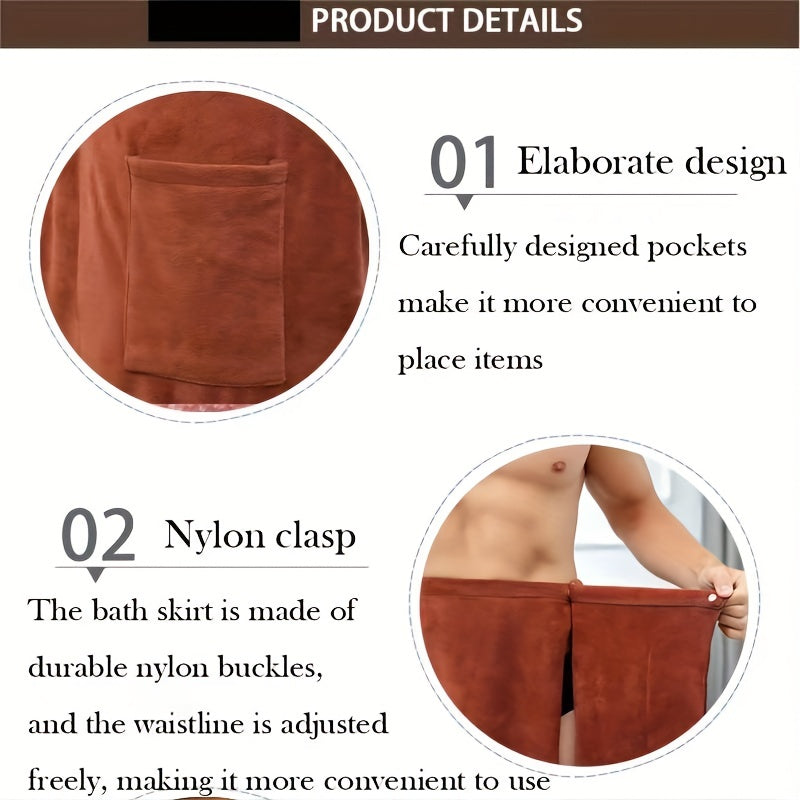 Men's Wearable Bath Towel Microfiber Elastic Band Soft Absorbent Shower Skirt