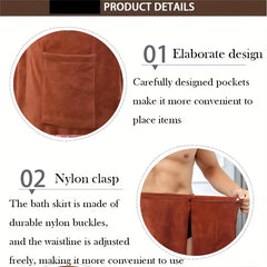 Men's Wearable Bath Towel Microfiber Elastic Band Soft Absorbent Shower Skirt