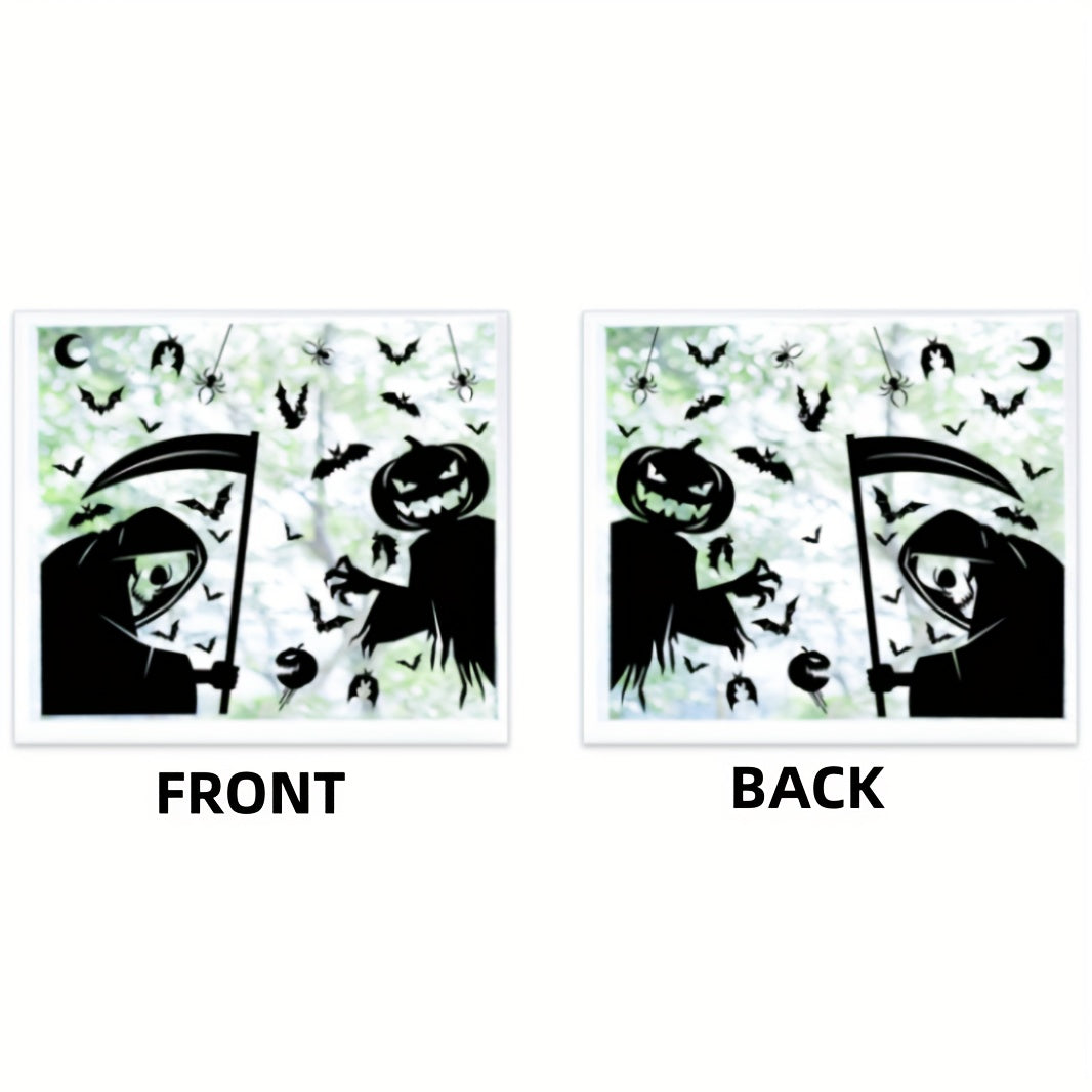2pcs Halloween Window Stickers Pumpkin Skull Static Stickers