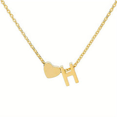 26 Letters Pendant Necklace & Chain Bracelet Set for Women & Girls