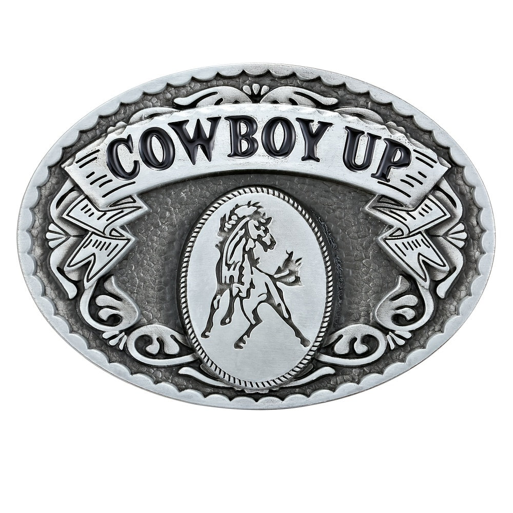 Western Cowboy Belt Buckle Retro Pattern COWBOYUP Personality Buckle