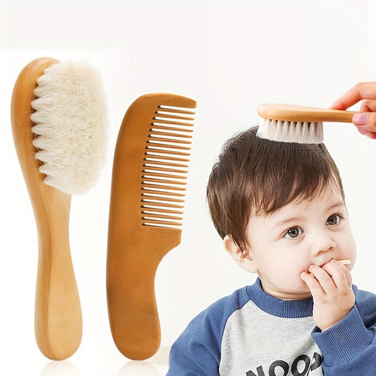 Baby Shampoo Brush Lotus Wool Comb Set