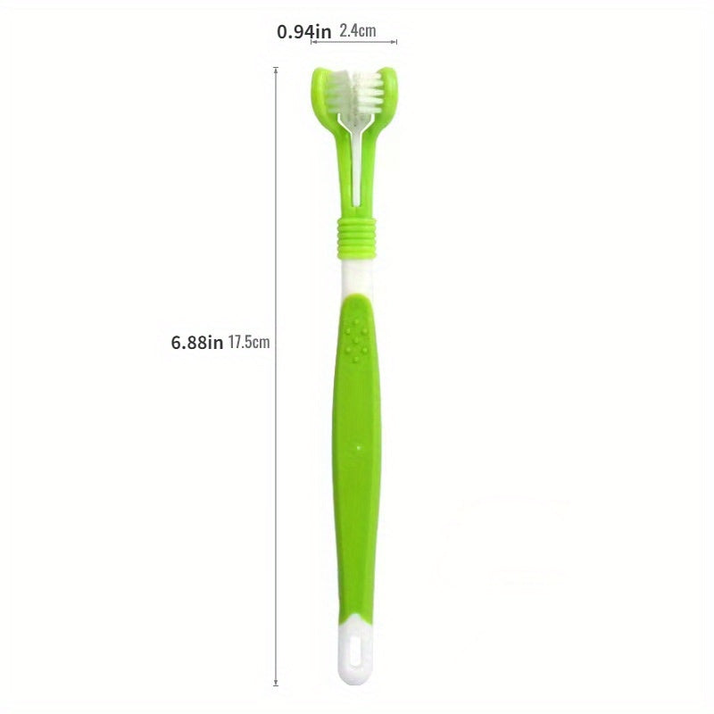 Three Sided Dog Toothbrush for Effective Teeth Cleaning and Bad Breath Care