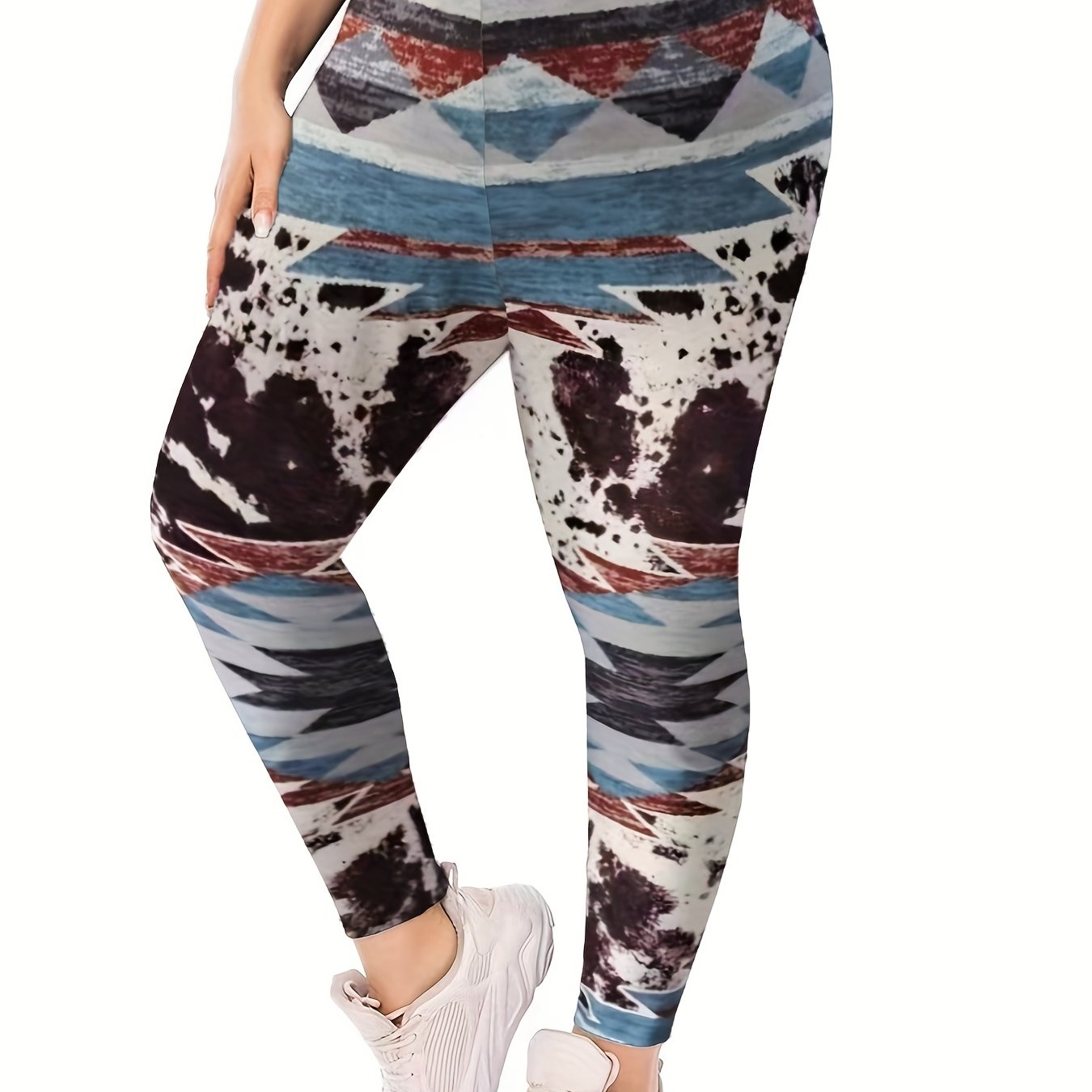  Boho Leggings Women's Plus Geometric Print Skinny Leggings