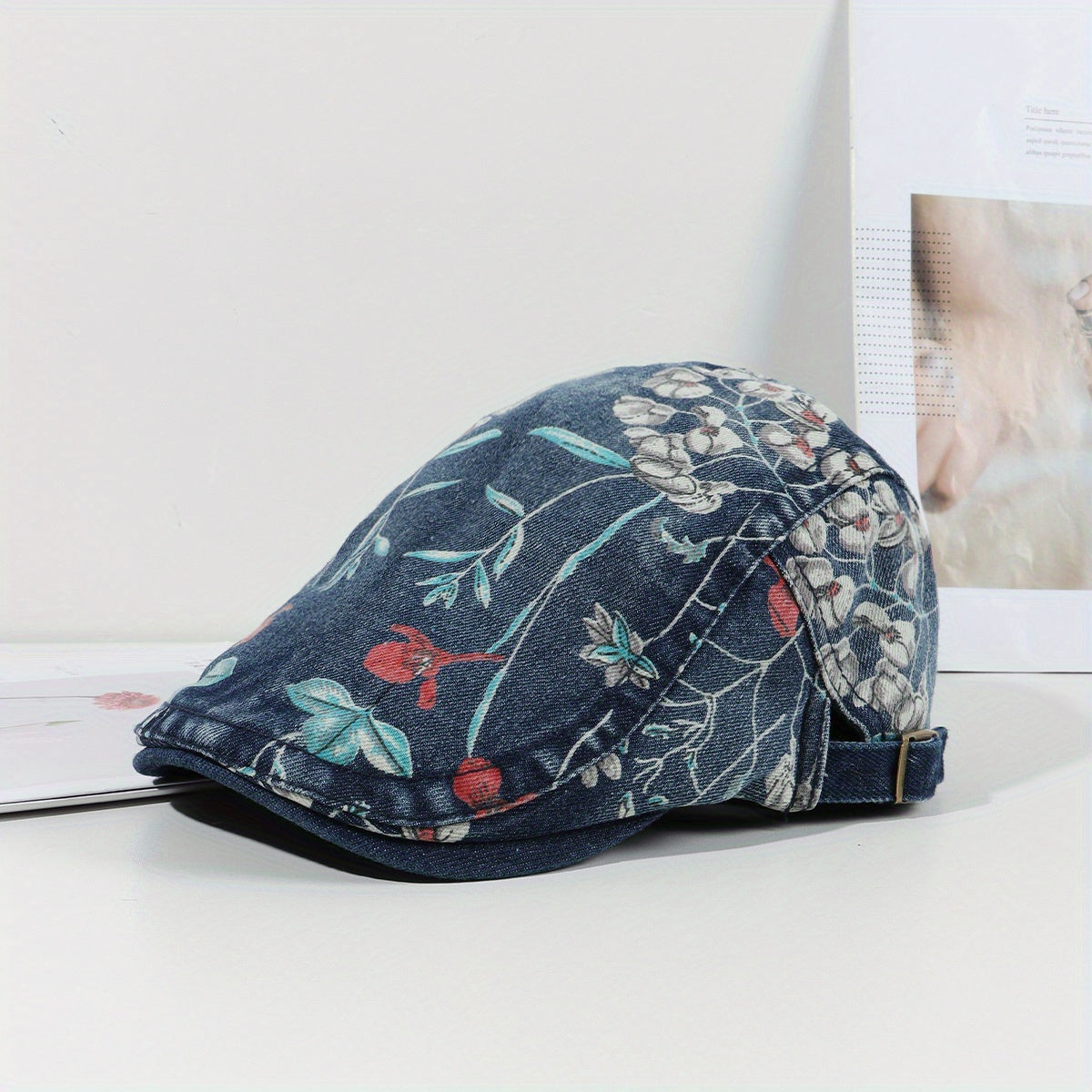 Y2K Washed Denim Newsboy Hat Beret Vintage Lightweight British Style Painter Hat