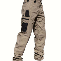 Men's Block Straight Leg Cargo Pants Loose Casual Outdoor Pants