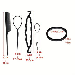 500-1000pcs Elastic Rubber Bands + 4pcs Hair Styler Bun Maker