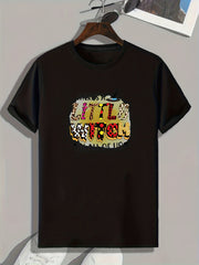 Little Witch Print Men's T-shirt Casual Comfy Tee for Summer