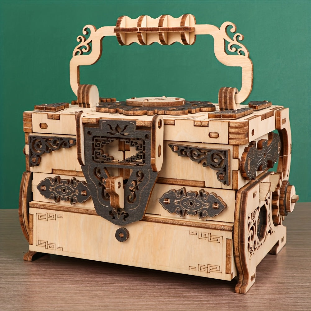 3D Wooden Puzzle Music Jewelry Box with 3D Musical Instruments DIY Assembly Kit