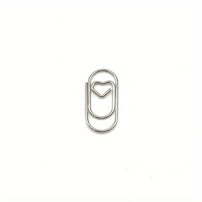 30pcs Mini Heart Paper Clips Colorful Metal Clips Twisted Needles Golden Clips