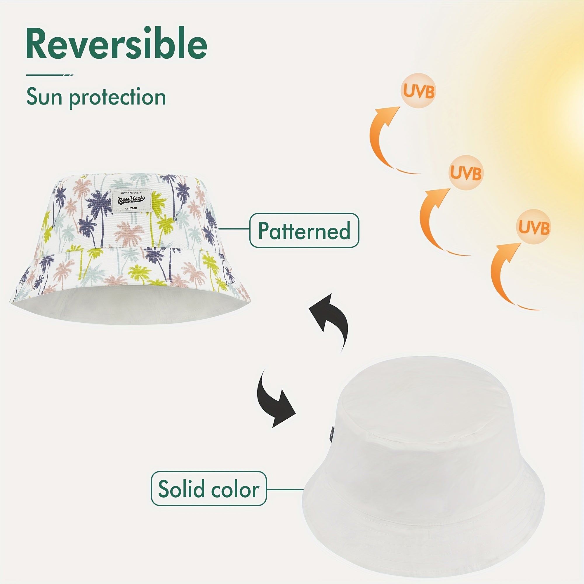 Unisex Reversible Cotton Bucket Hats for Summer Travel Beach
