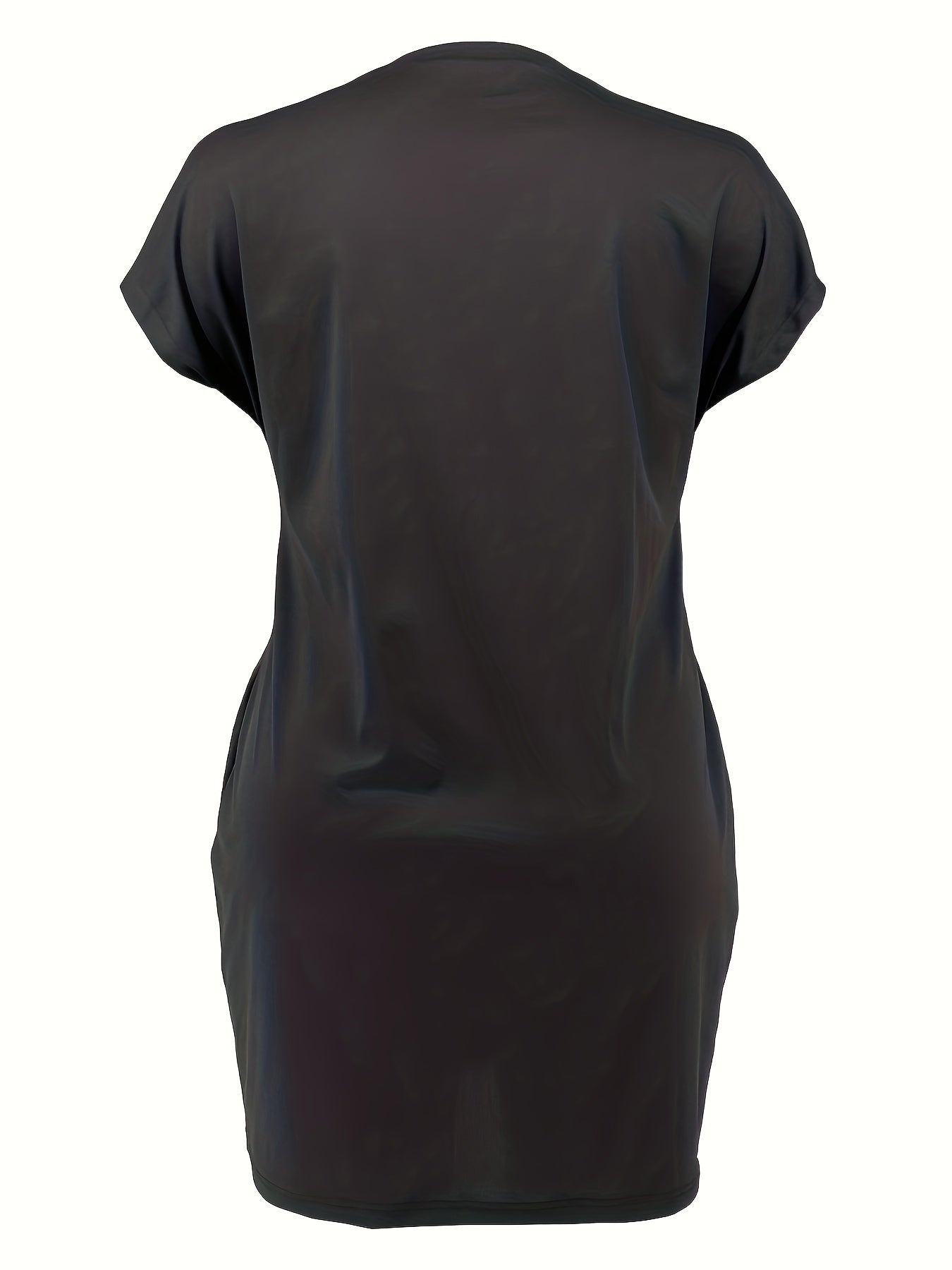 Plus Size Solid Cap Sleeve Mini Dress With Pockets