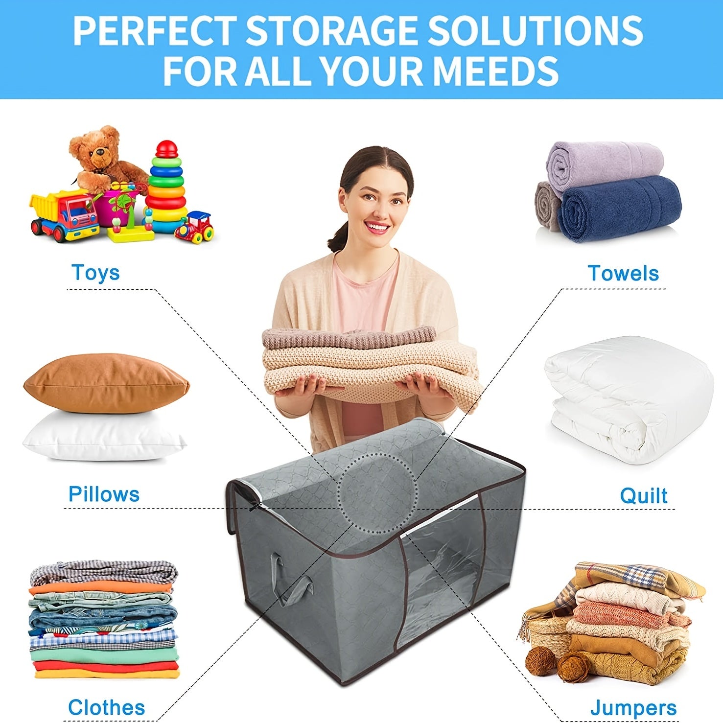 90L Clothes Storage Bag Organizer Containers for Bedroom Closet