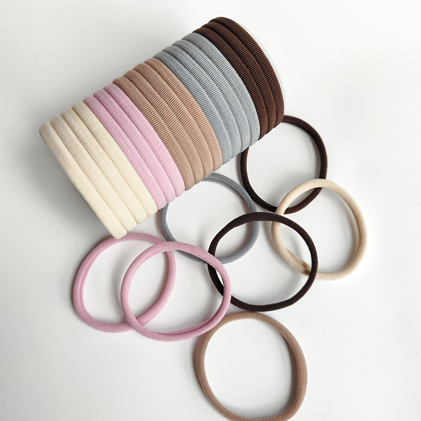 25pcs High Elasticity Hair Tie Ponytail Holder Solid Style Assorted Colors