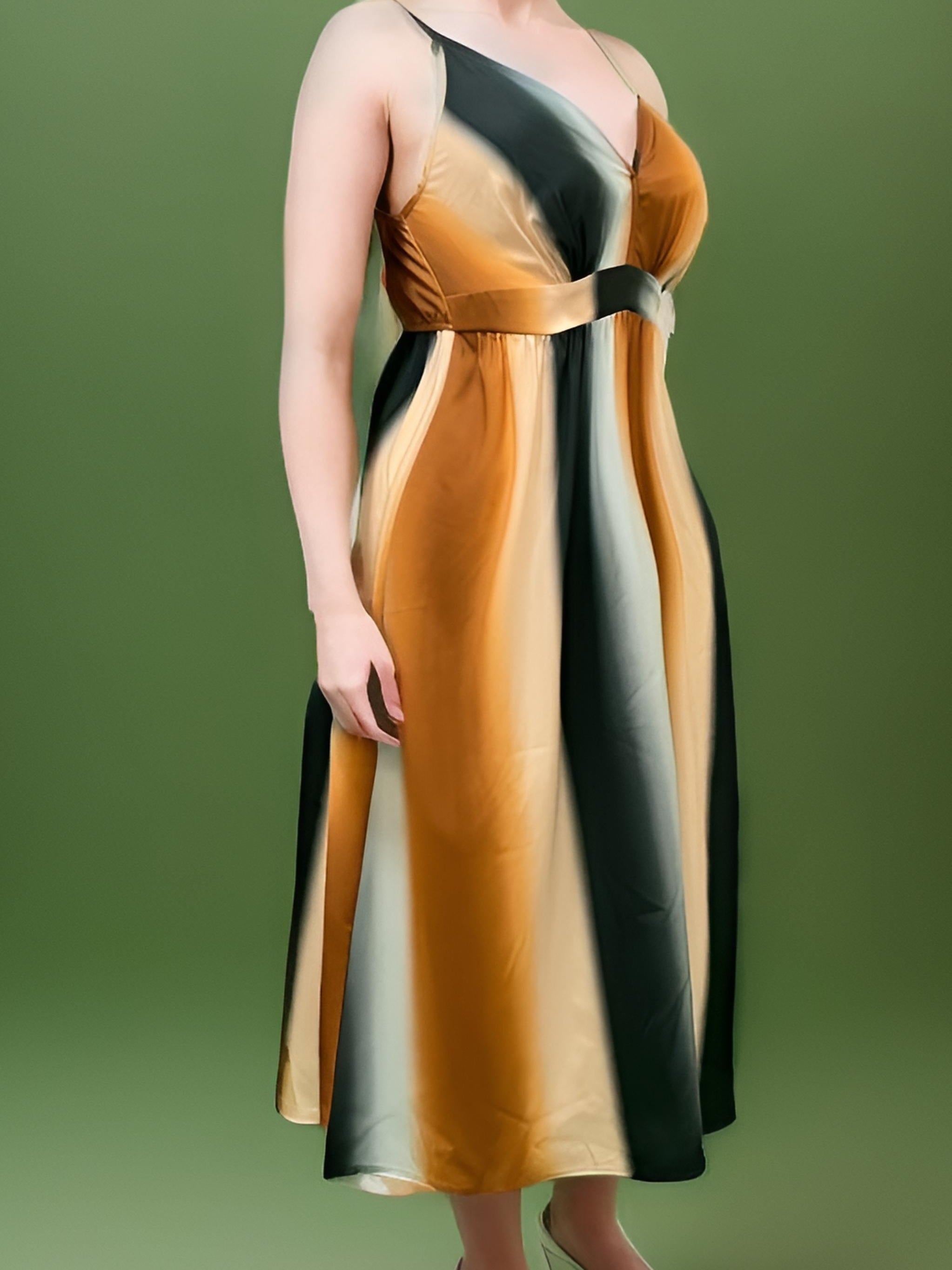  Ombre Stripe Print Maxi Cami Dress