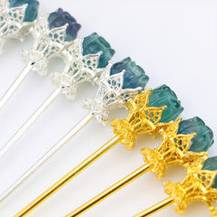 Crystal Flower Hair Pin Hair Stick Ponytail Holder