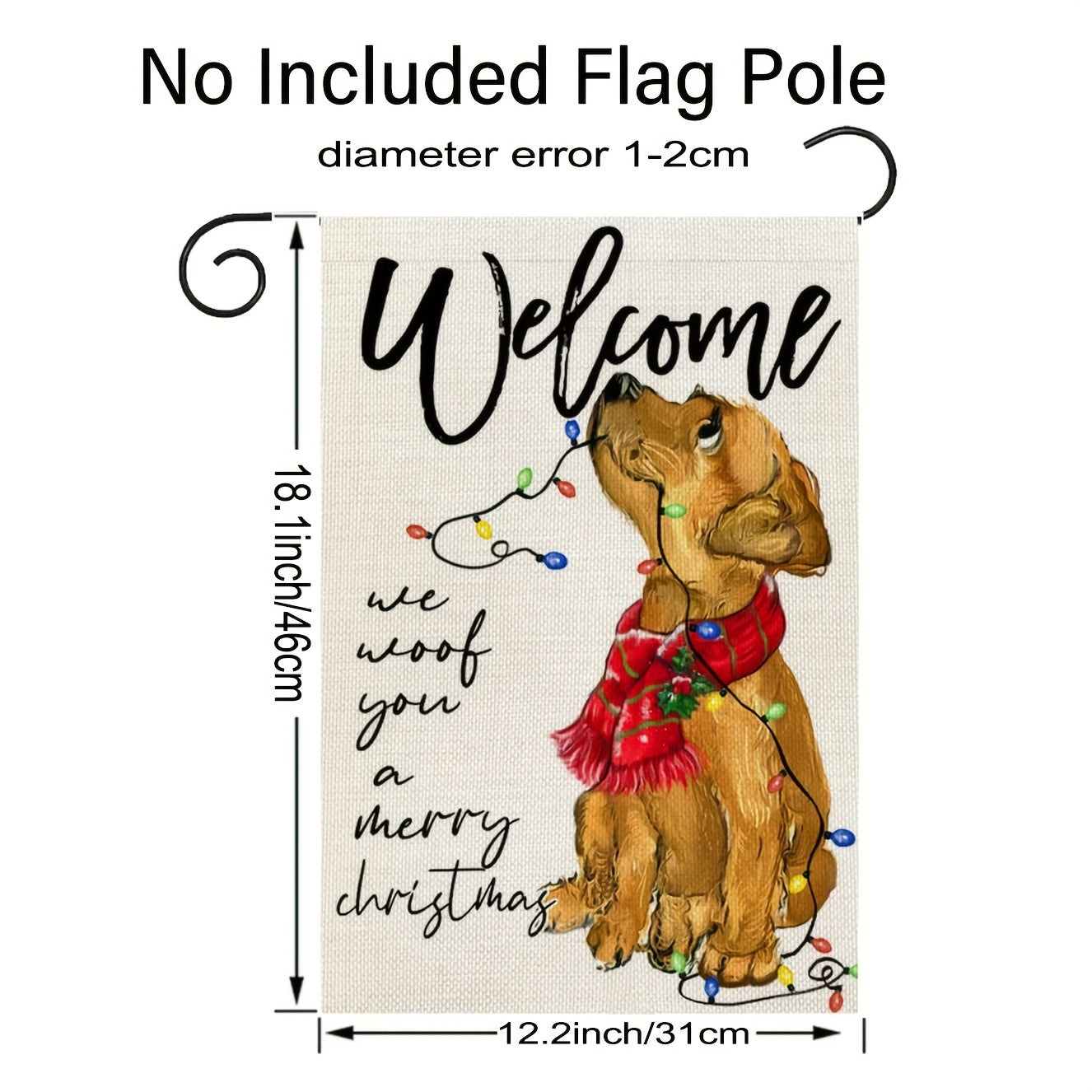Christmas Dog Garden Flag Double Sided Golden Retriever Burlap Winter Decoration