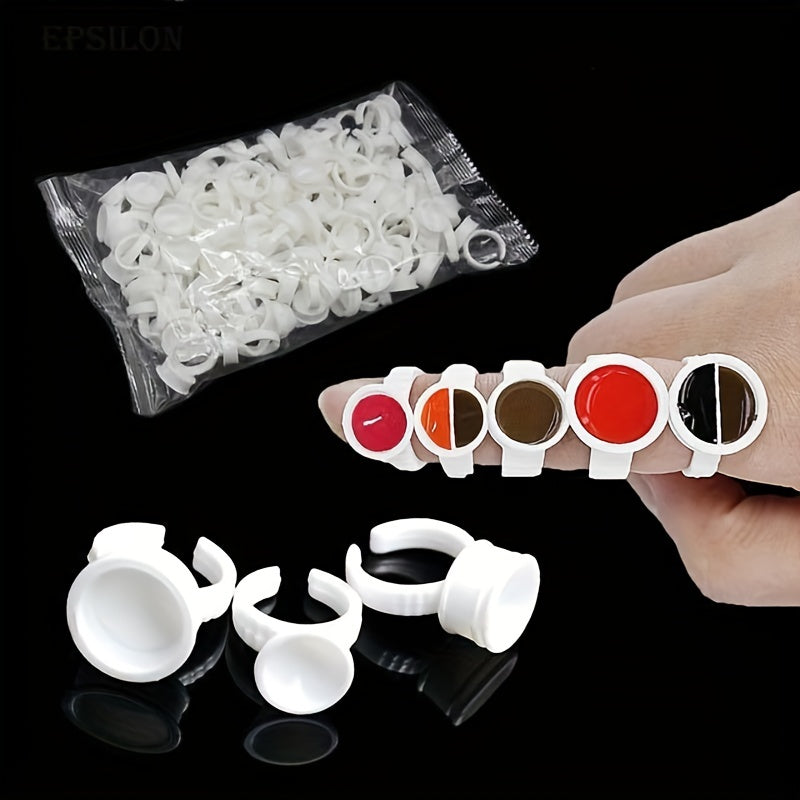 100pcs Makeup Glue Rings Nail Art Tattoo Glue Rings Eyelash Extension Rings