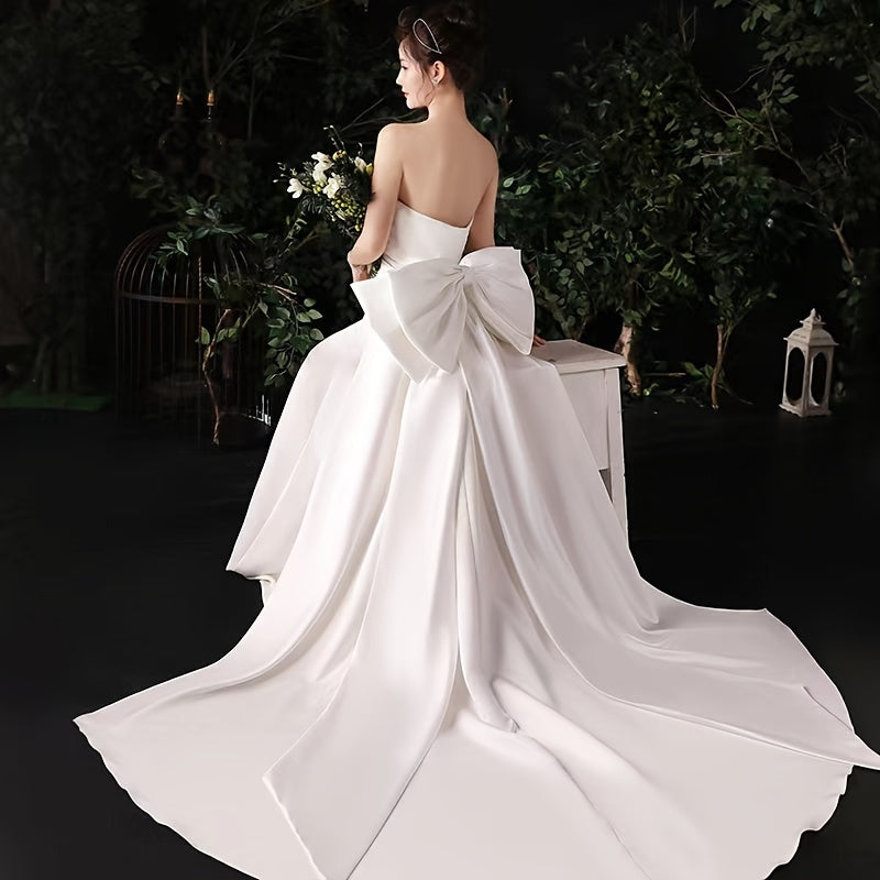 Baroque Style Bridal Train Accessory with Large Bow Knot Polyester Fiber