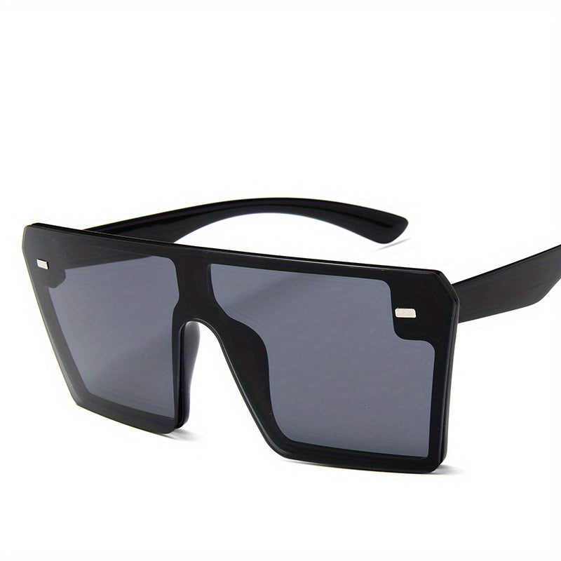 Oversized Flat Top Sunglasses Ombre Lens Square Frame Rivet Decor UV400