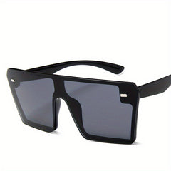 Oversized Flat Top Sunglasses Ombre Lens Square Frame Rivet Decor UV400