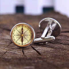Retro Punk Style Compass Cufflinks For Men