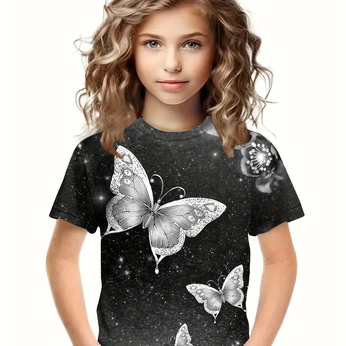 Dreamy Butterfly Pattern Short Sleeve T-shirt