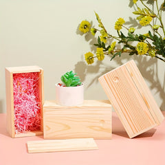 Small Wooden Storage Box with Sliding Lid
