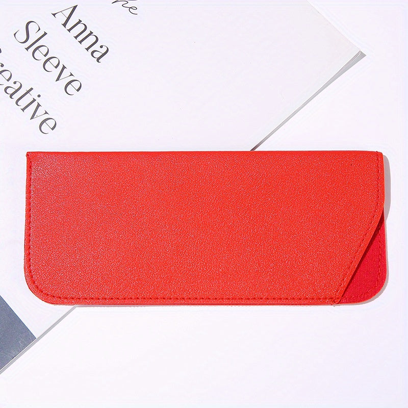Stitch Detail Glasses Bag PU Leather Sunglasses Pouch Soft Travel Eyewear Holder