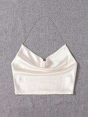 Chain Crop Halter Top Sleeveless Summer Casual Women's Clothing