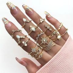 Boho Style Women's Rings Set - 17pcs Gift Combo