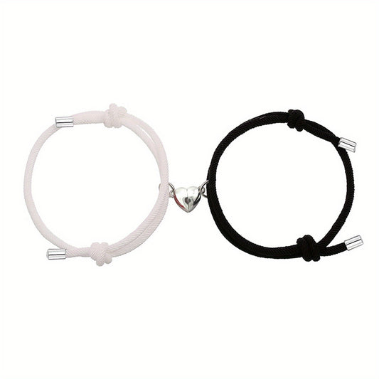 2pcs Love Heart Magnet Buckle Bracelets Couple Set Accessories