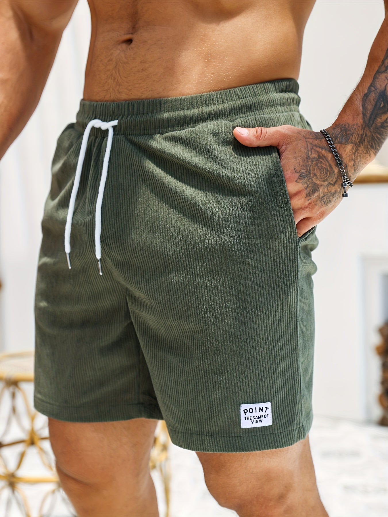Men's Drawstring Corduroy Shorts for Summer