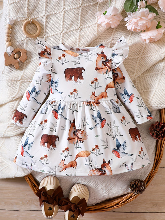 Euro & American Baby Girls Animal Print Dress