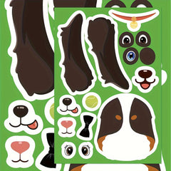 8pcs Cartoon Dog Puzzle Stickers PVC Decals Mixed Colors Self Adhesive