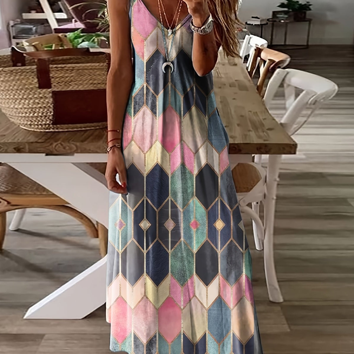 Casual Sleeveless V-Neck Summer Maxi Dress