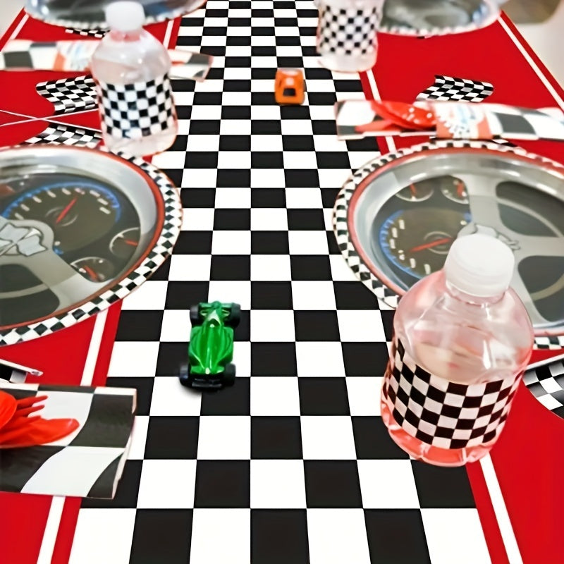 Racing Car Tablecloth & Plaid Rectangular Road Racetrack Tablecloth