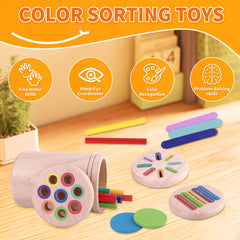 Wooden Sorting Pen Toy 4-in-1 Top Cover Shape Recognition