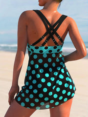  Boho Swimsuit Set Polka Dot Tankini Two Piece Set