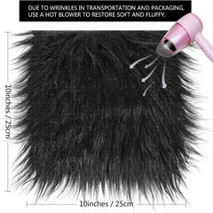 Faux Fur Square Fabric Plush Scarf Patch DIY Fabric 9.8in