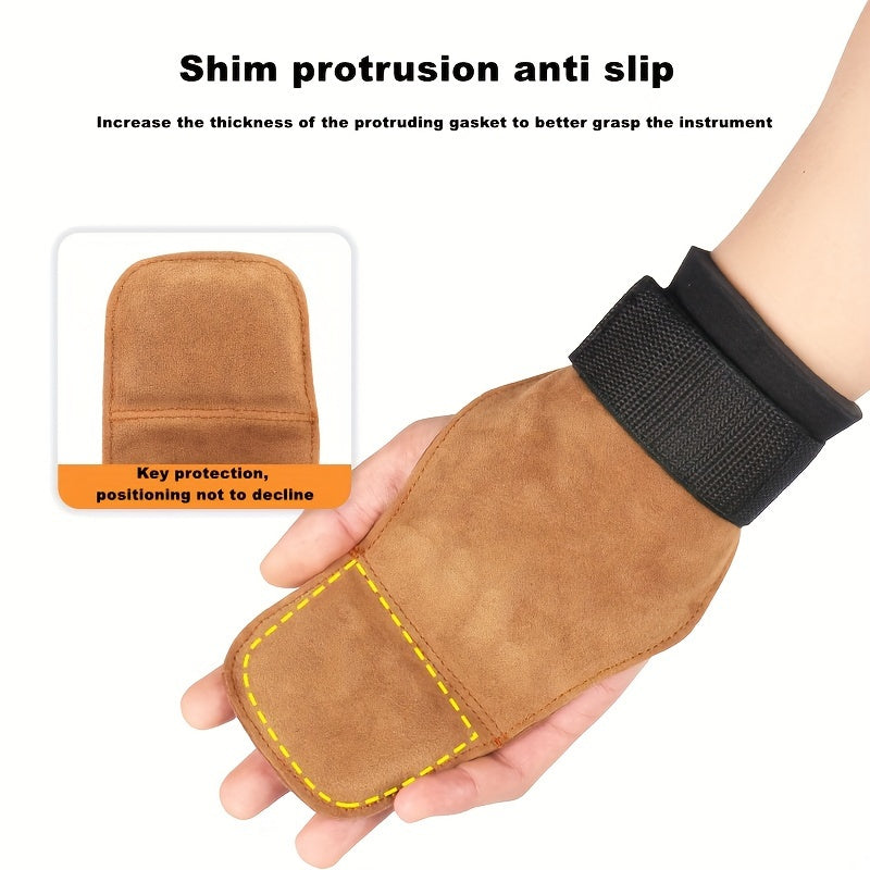 Strength Training Cowhide Palm Guard Weightlifting Wrist Guard Gloves
