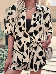 Abstract Print Two piece Set Top & Shorts