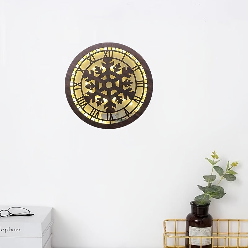 Kids Room LED Wall Clock Retro Wooden Sign Hanging Decoration